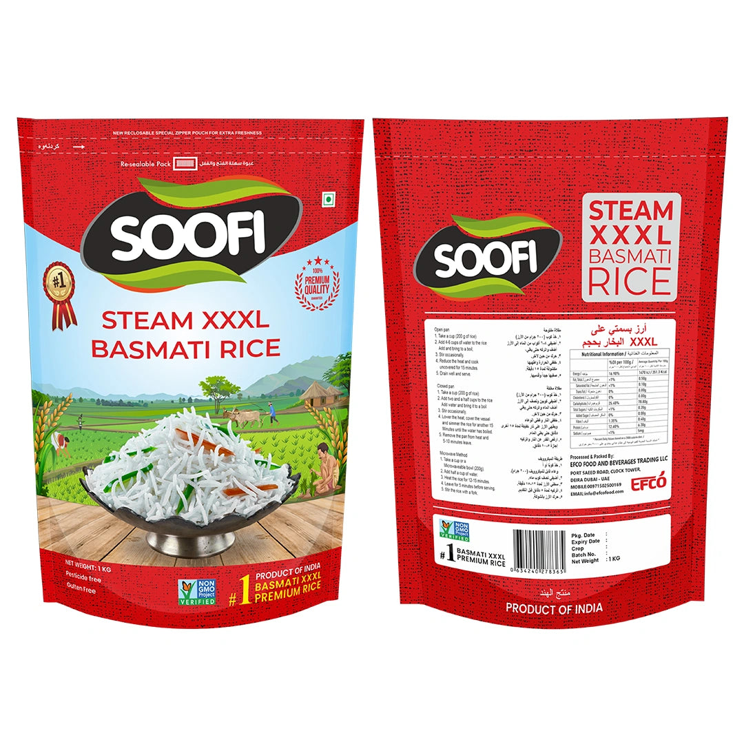 Basmati Rice Premium Quality Steam XXL Rice 2.2 lbs